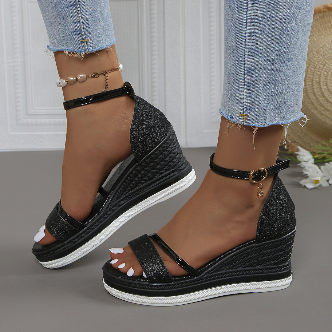 Dame Wedge-sandaler med fashionable remme og stilfuldt glimmerdesign Stilla