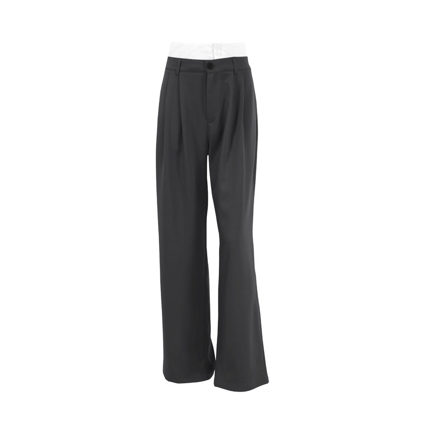 Dame elegante High-Waist Palazzo-bukser med bredt ben og dekorative folder Stilla