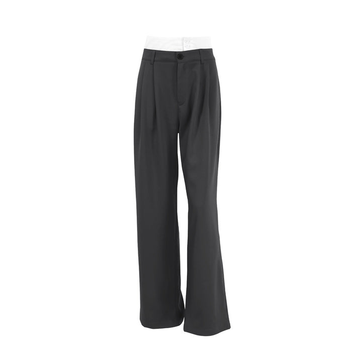 Dame elegante High-Waist Palazzo-bukser med bredt ben og dekorative folder Stilla