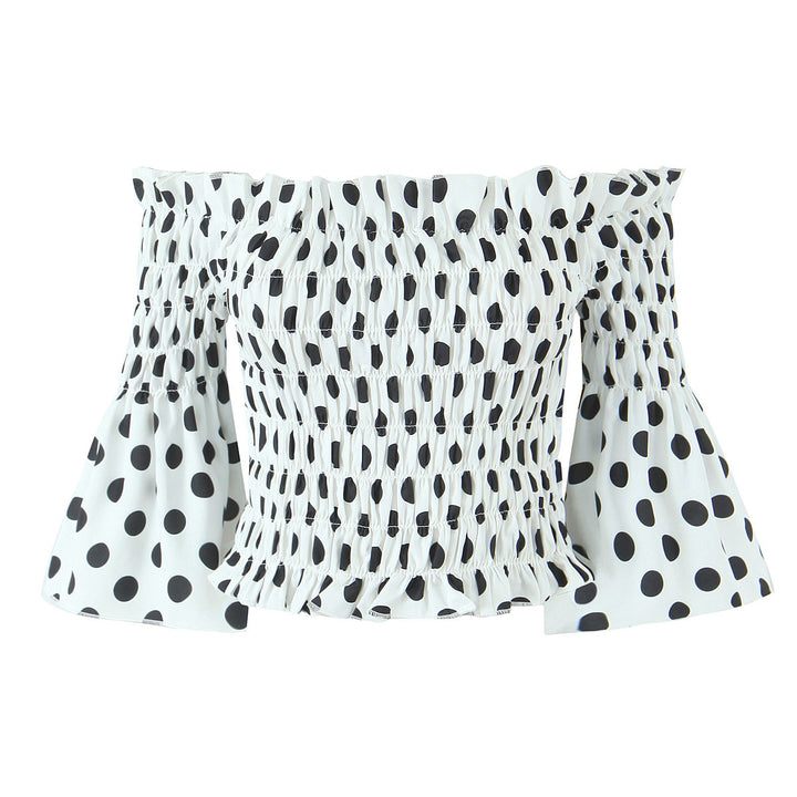 Dame Off-Shoulder Bluse med Volantdetaljer og Polka-Dots Stilla