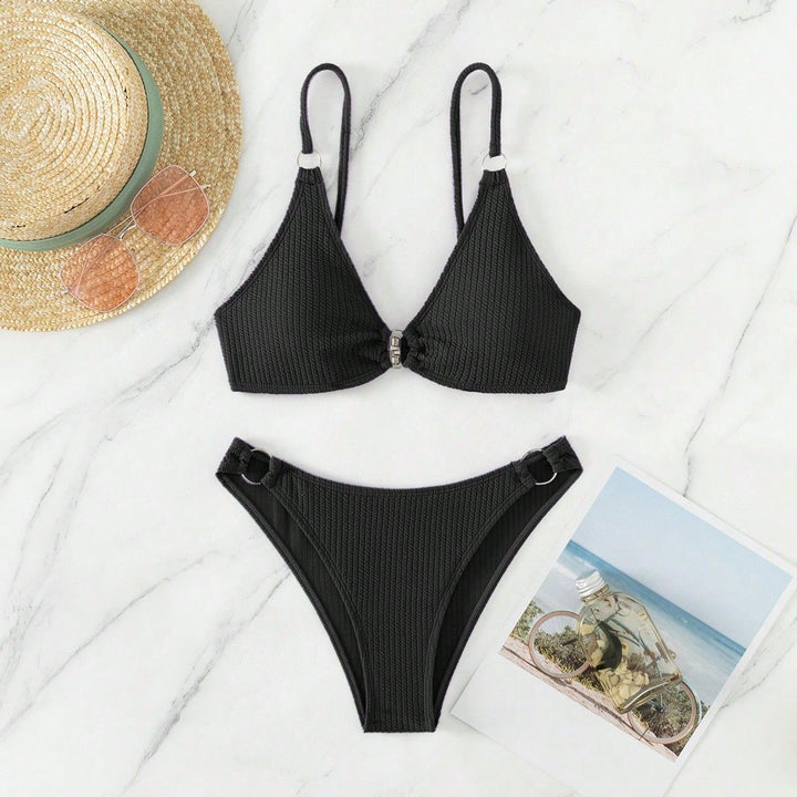 Dame Triangel-Bikini med ringdekorationer Skovae