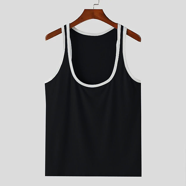Herren nan sporty ærmeløs muskelshirt med kontrastbesætning Skovae
