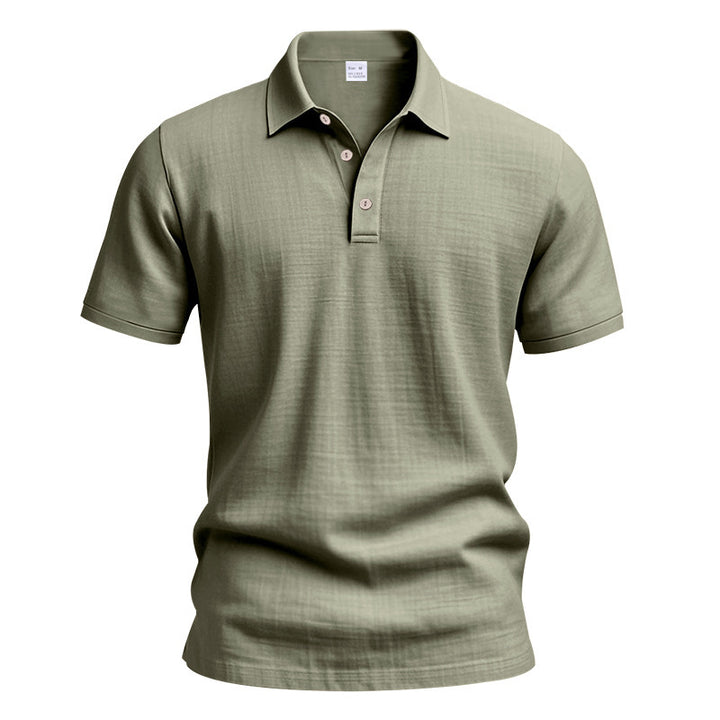 Herrepoloshirt med struktureret design og moderigtige knapdetaljer Stilla