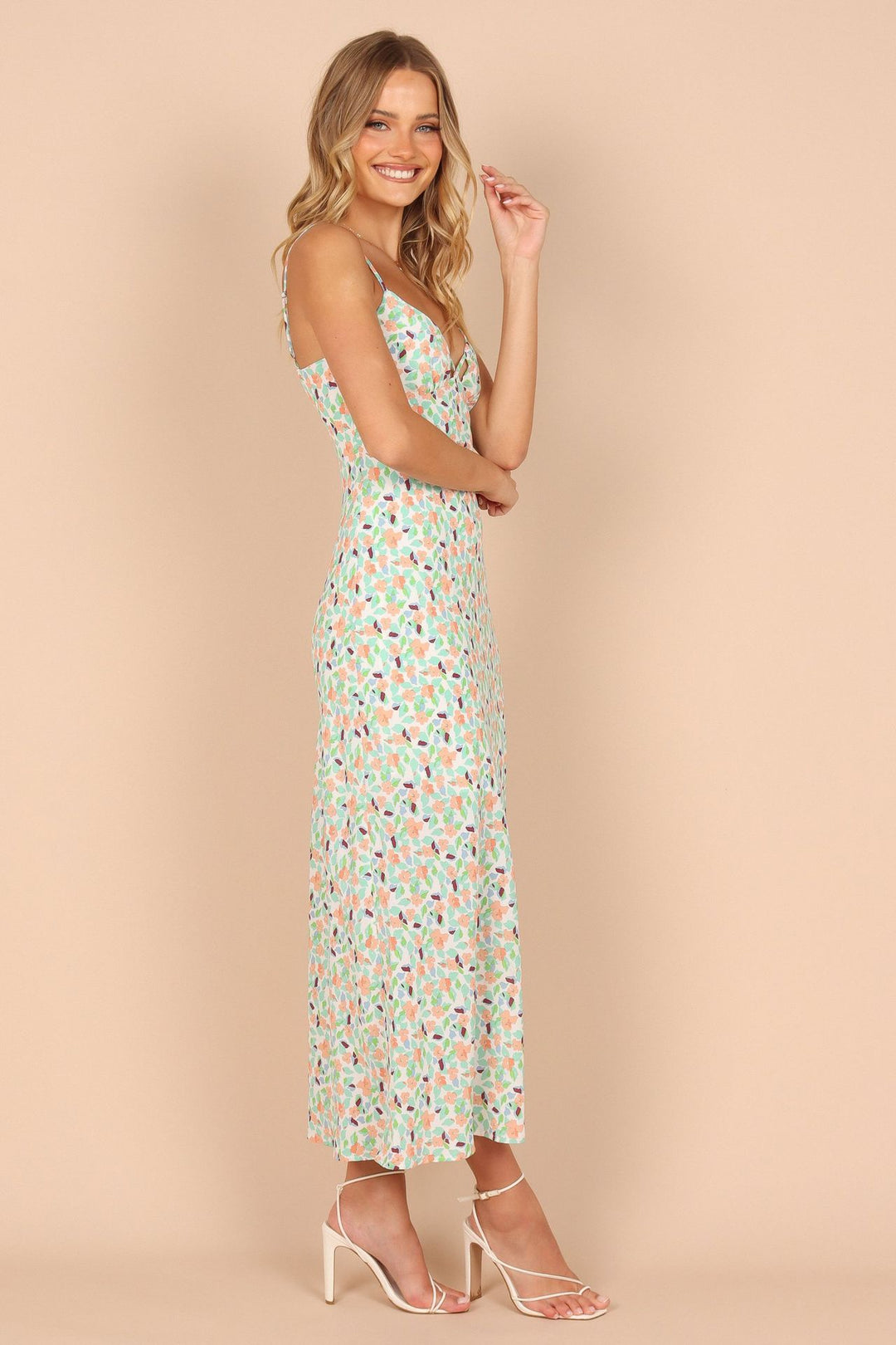 Dame Floral Print Cami Kjole med Krydsdetalje Stilla