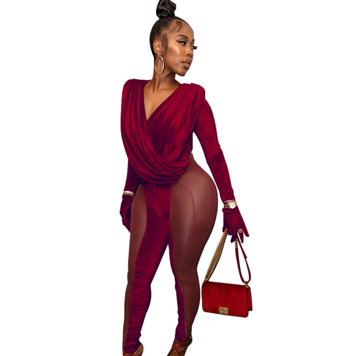 Dame Draperet Jumpsuit med lange ærmer og elegant snit Stilla