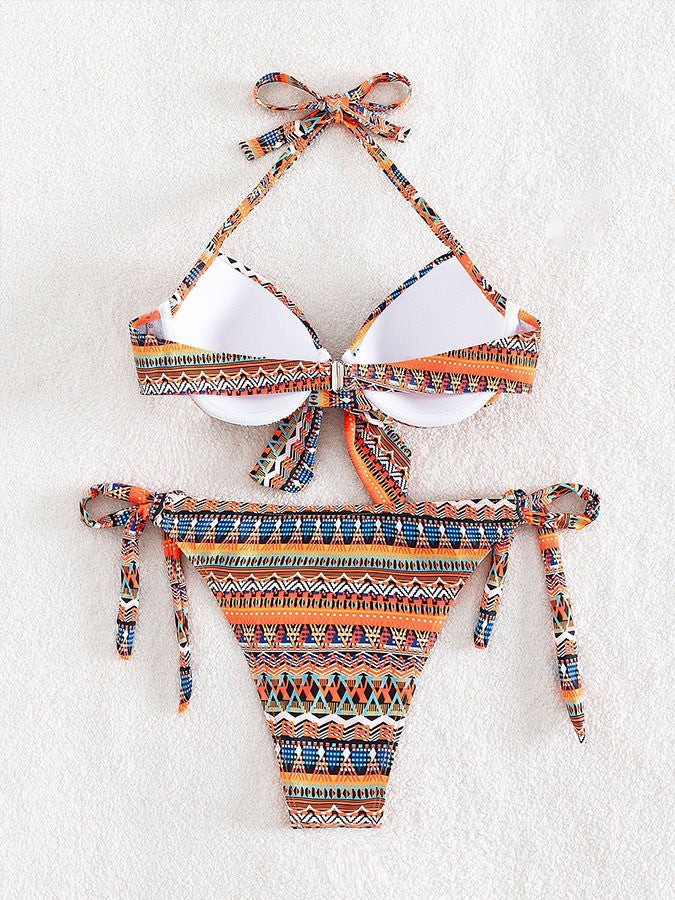 Dame Triangle Top Bind-Detail Bikini Sæt Stilla
