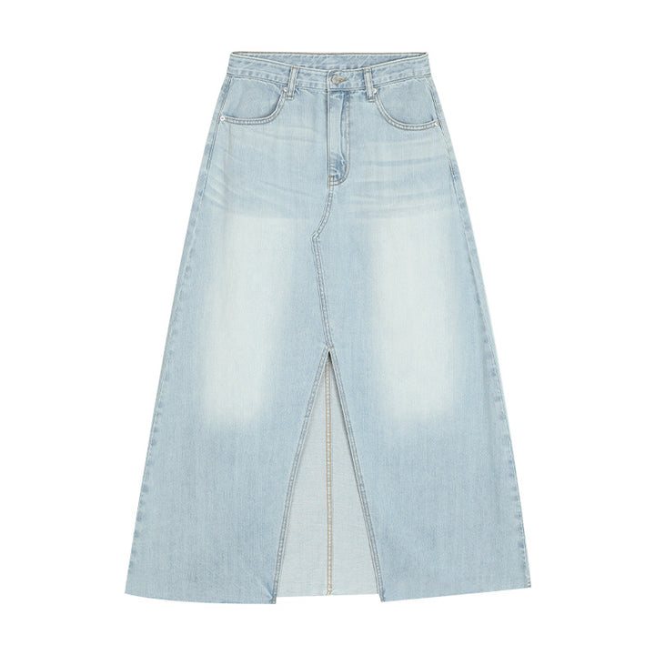 Dame Denim Maxikjole med moderne slidsdesign og klassisk snit Stilla