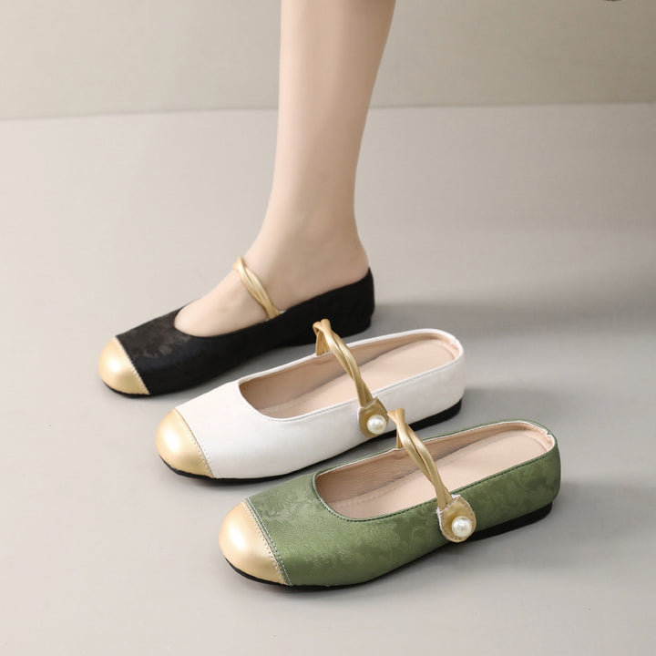 Dame Ballerina med dekorativ rem og luksuriøs perle spænde Stilla