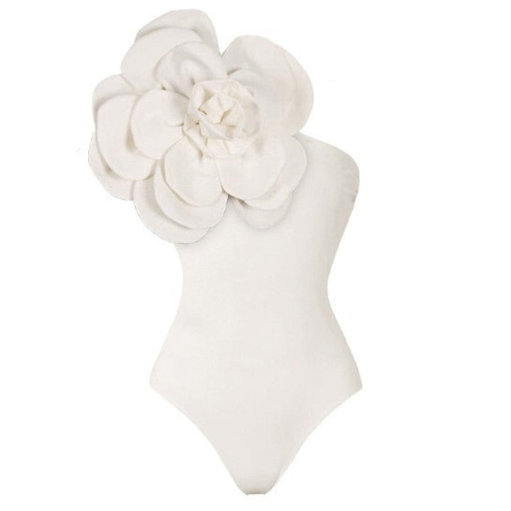 Dame Ensidet Badedragt med 3D-Blomsterapplikation Skovae