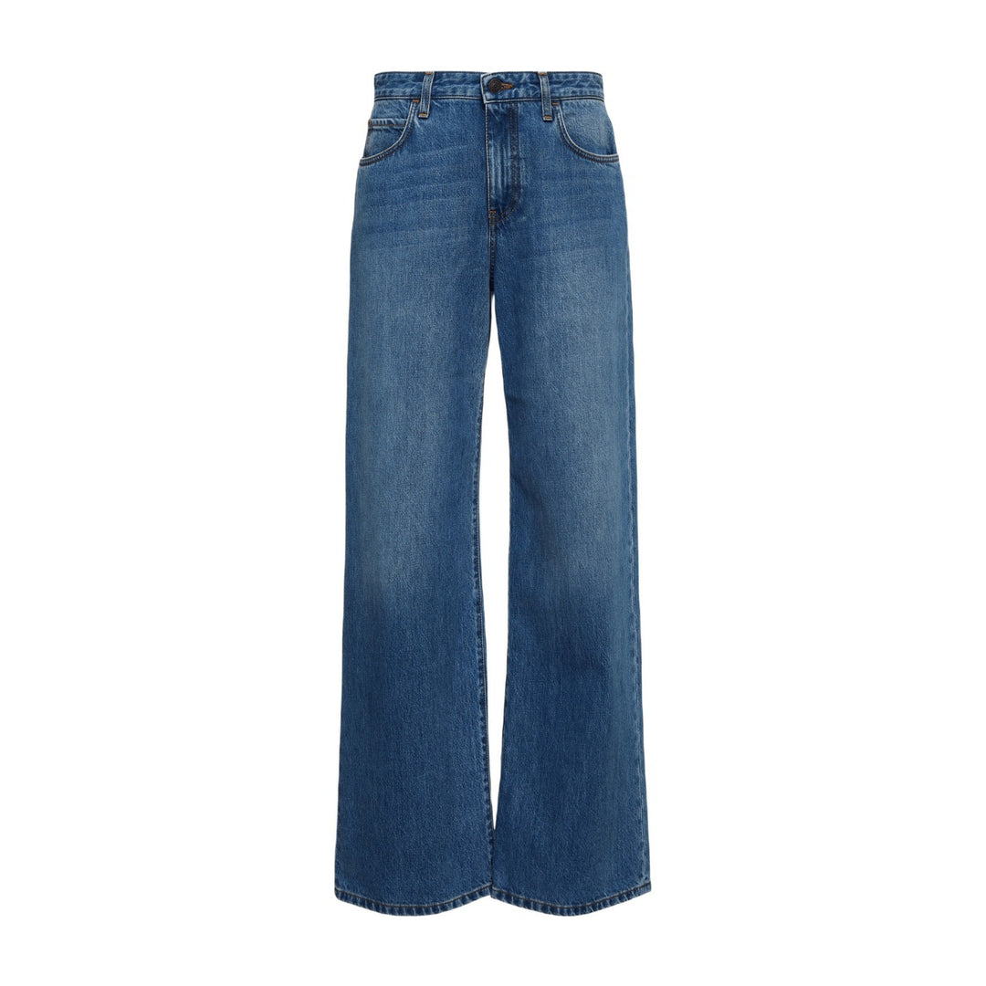 Dame brede høj talje jeans med elegant silhuet og minimalistisk design Stilla