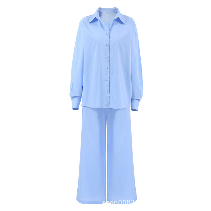 Dame elegant bluse- og buksekombination lavet af kvalitetsbomuld Stilla