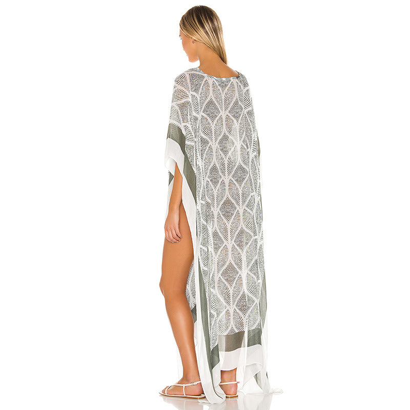 Dame Elegant Trykt Strand Kaftan Stilla
