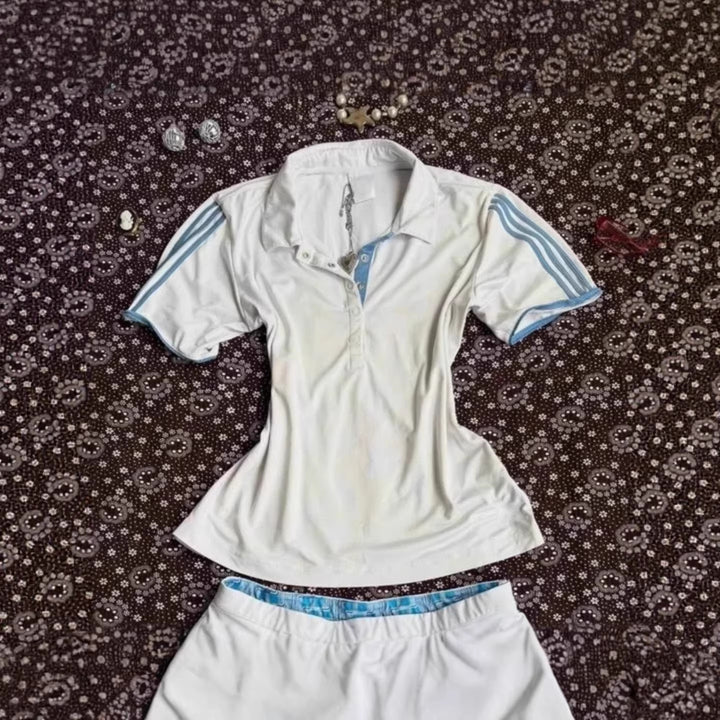 Dame Sportiv Polo-Shirt med stribet krave Skovae