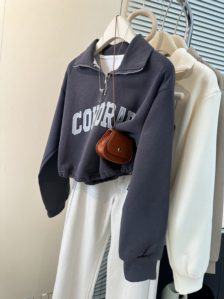 Femme Cropped Quarter-Zip Sweatshirt Stilla