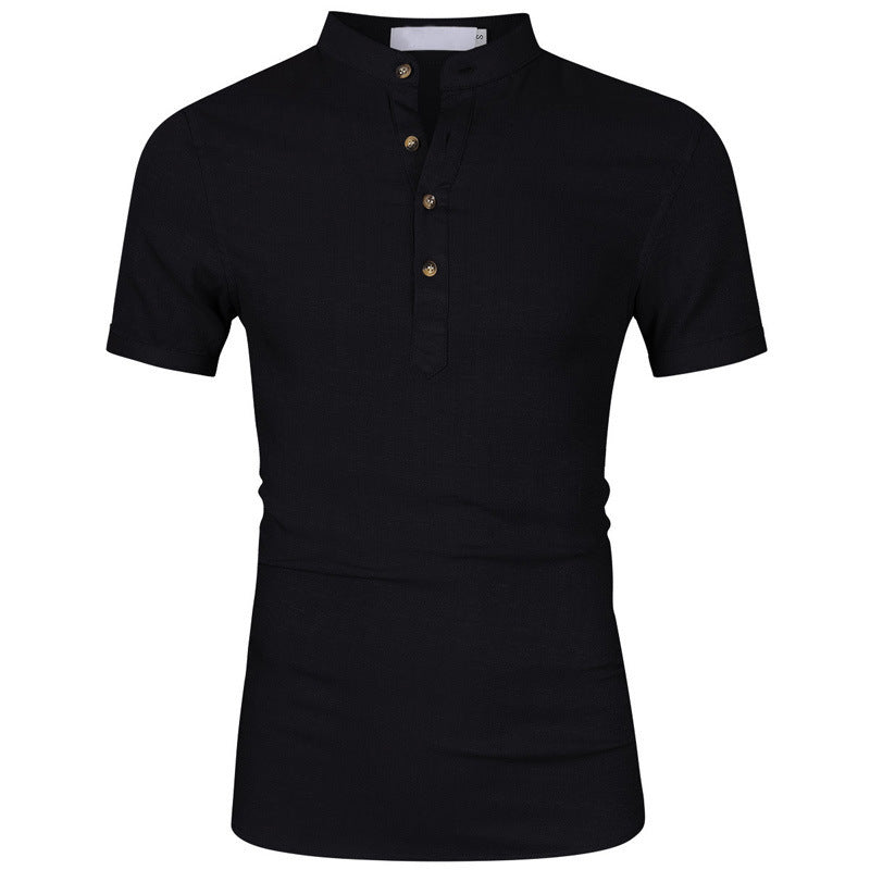 Herrer Korte ærmer Henley-shirt med elegant knapdesign og moderne ståkrave Stilla