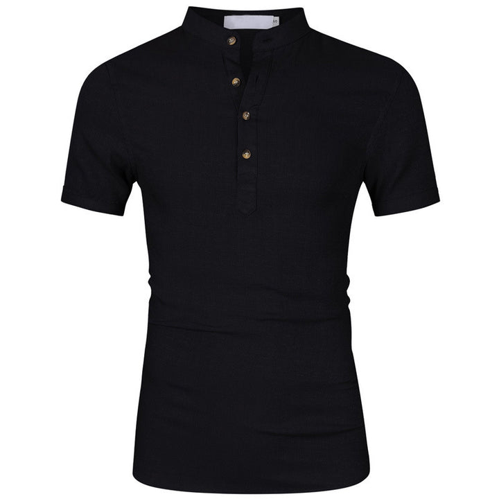 Herrer Korte ærmer Henley-shirt med elegant knapdesign og moderne ståkrave Stilla
