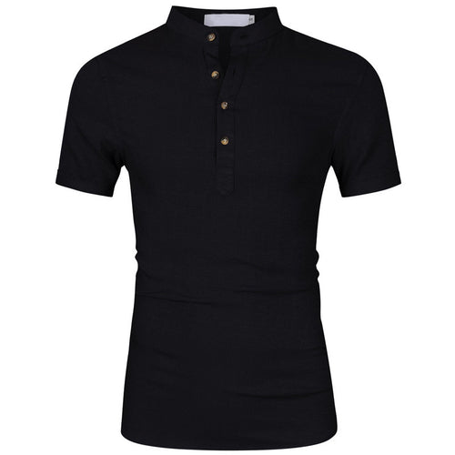 Herrer Korte ærmer Henley-shirt med elegant knapdesign og moderne ståkrave Stilla