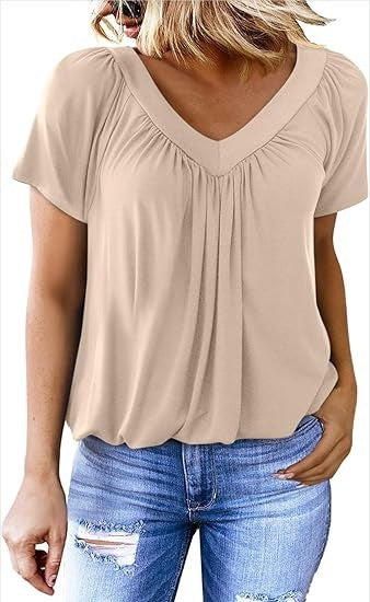 Dame Relaxed Fit V-Hals Bluse Stilla