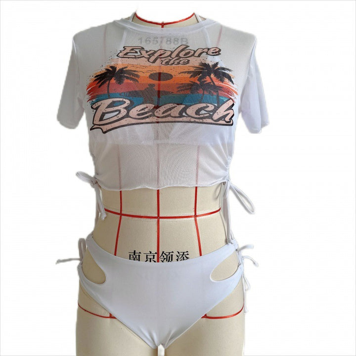 Damer bikinisæt med modig cropped bluse og snøredetalje Skovae
