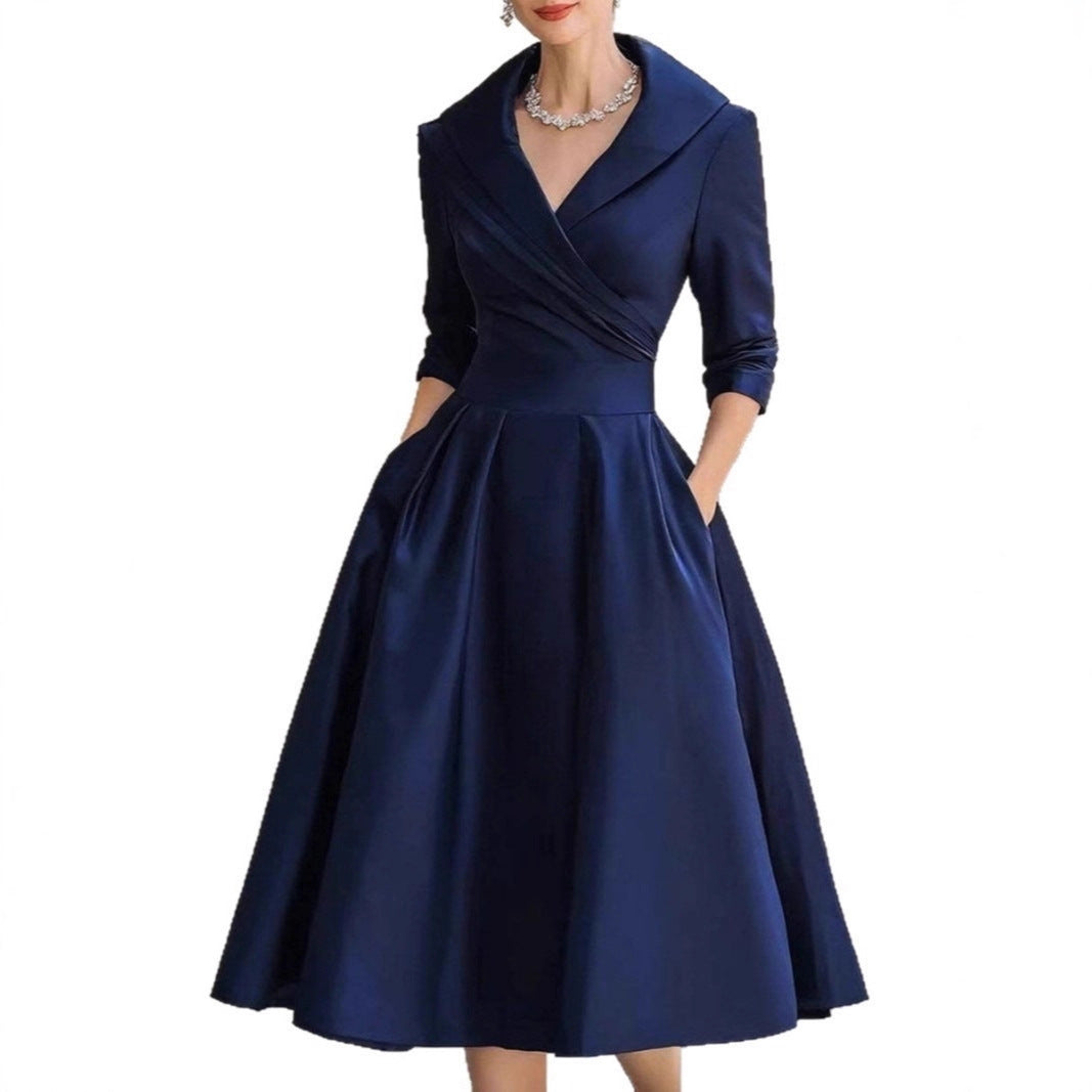 Kvinder elegant omslag kjole med peplum og praktiske lommer Stilla