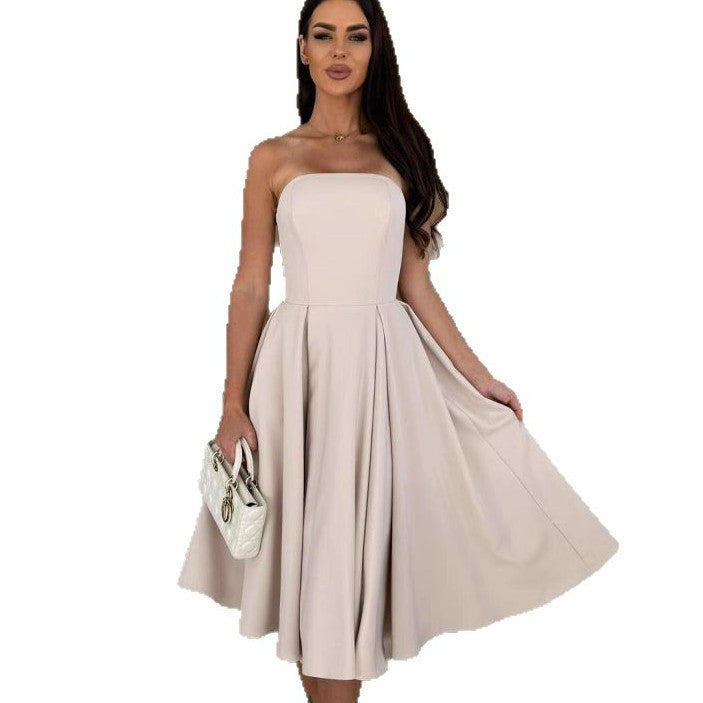 Dame Strapless A-linje Midi Kjole Stilla