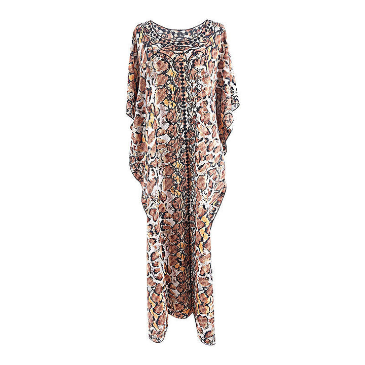 Dame Elegant let sommer-kaftan med slangeskinds mønster Stilla