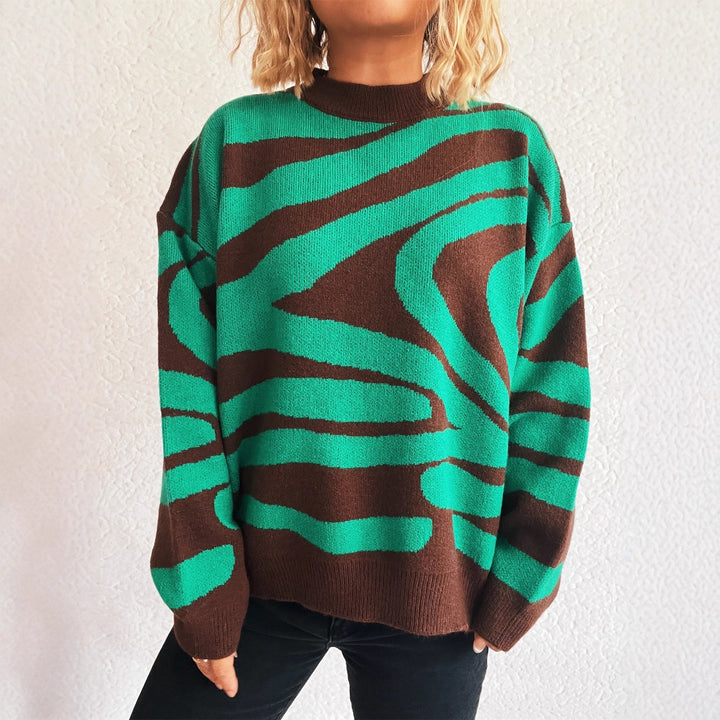 Kvindernes hyggelige oversized pullover med trendy zebra mønster Stilla