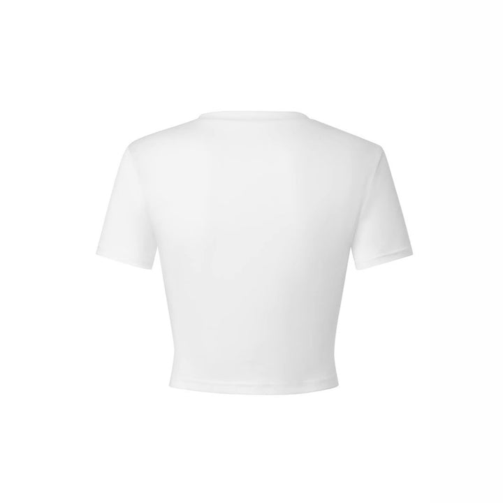 Dame Crop-T-Shirt med glat kirsebærmotiv og afslappet snit Skovae