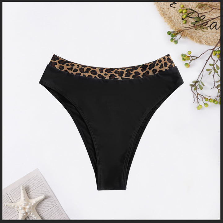 Dame Højtaljet Bikini-bund med fashionable leopardmønster Skovae