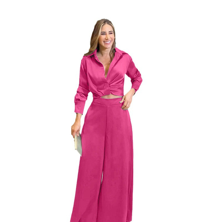 Dame sæt med cropped bluse og bred bukser Stilla