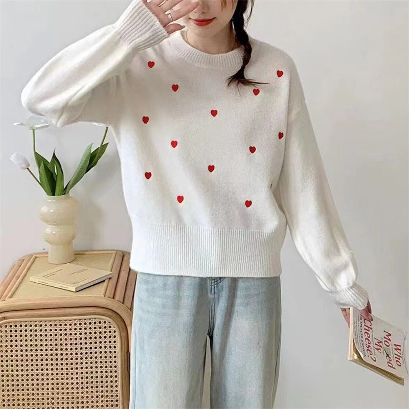 Kvinders sweater med hjerte-motiv og afslappet pasform Stilla