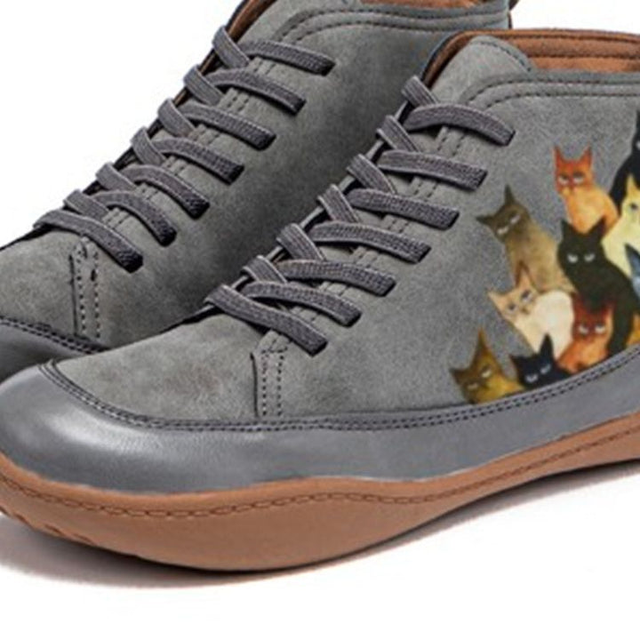 Dame High-Top Sneakers med unikt katte design Stilla