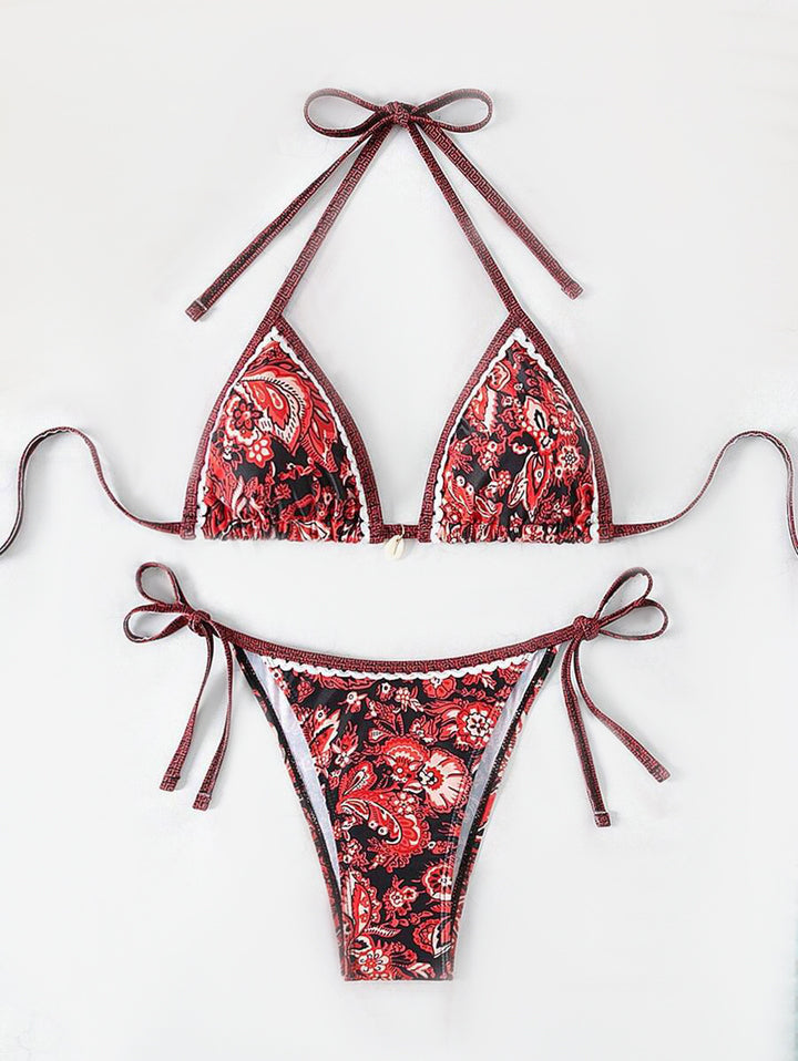 Dame triangel-bikini med detaljeret floral-design Skovae