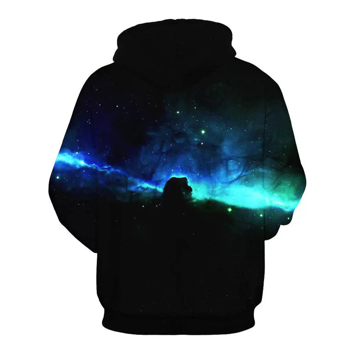 Dame hætte sweatshirt med galaktisk print og blødt inderside Stilla