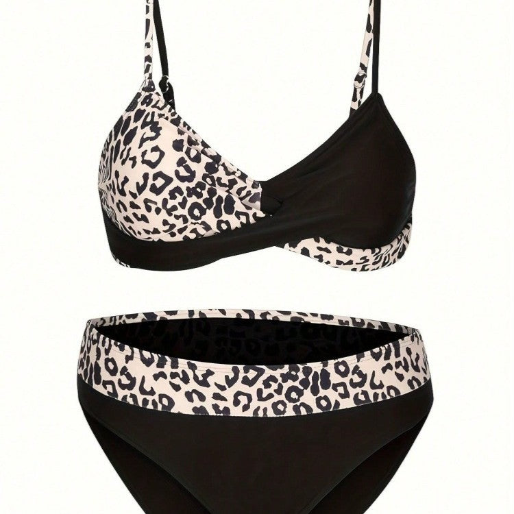 Dame bikini-sæt med moderigtigt leopardmønster og behagelige stropper Skovae