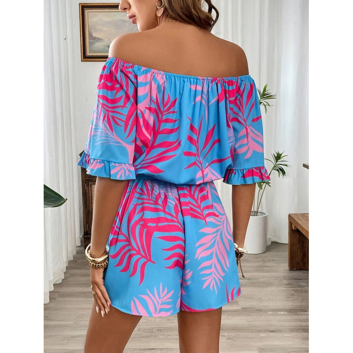 Damer Off-Shoulder Jumpsuit med blomsterdesign og elastisk bånd Skovae