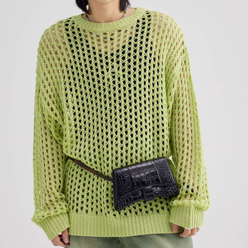 Dame luftig strikpullover med unikt netdesign og afslappet snit Stilla