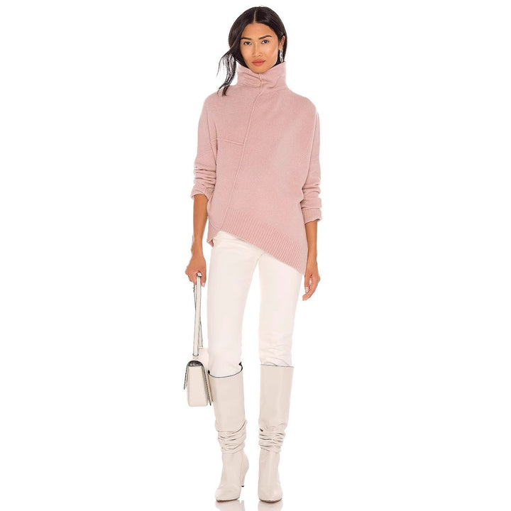 Dame afslappet strikpullover med asymmetrisk krave Stilla