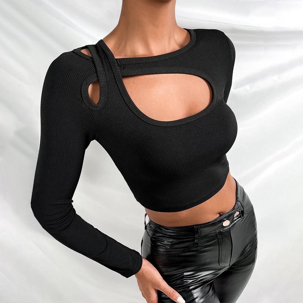 Damer Crop-Top med asymmetrisk udskæring og innovative cut-outs Stilla