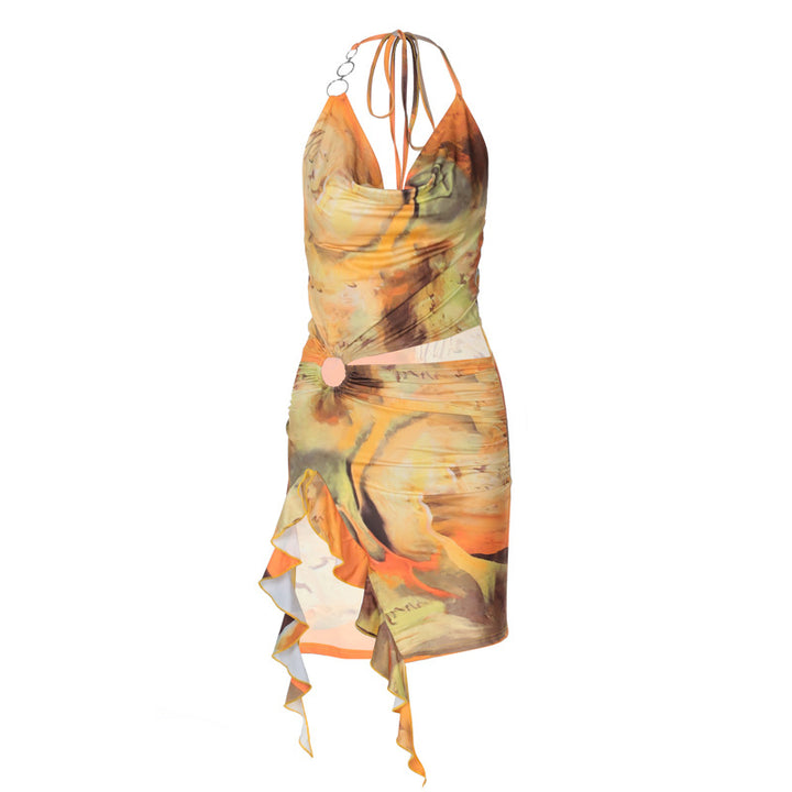 Dame Elegant Wrap Dress med raffineret vanddesign Skovae