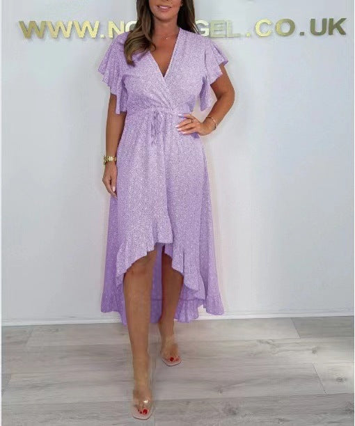 Dame High-Low Flæse Wrap Kjole Stilla