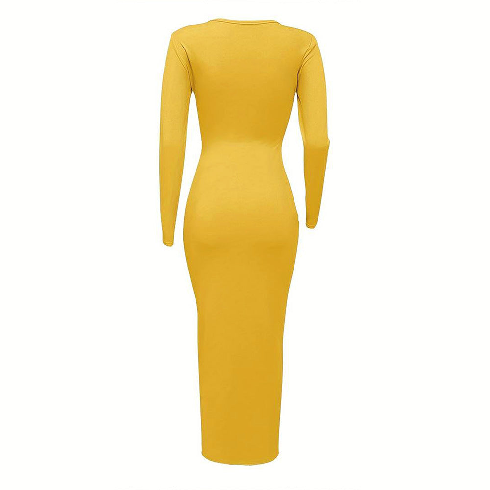 Dame elegance figursyet Maxikjole med dyb V-hals Stilla