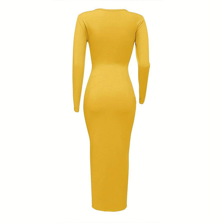 Dame elegance figursyet Maxikjole med dyb V-hals Stilla