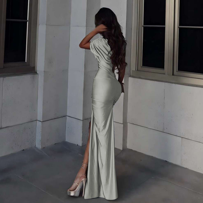 Dame maxikjole med asymmetrisk cut-outs og raffinerede draperinger Stilla