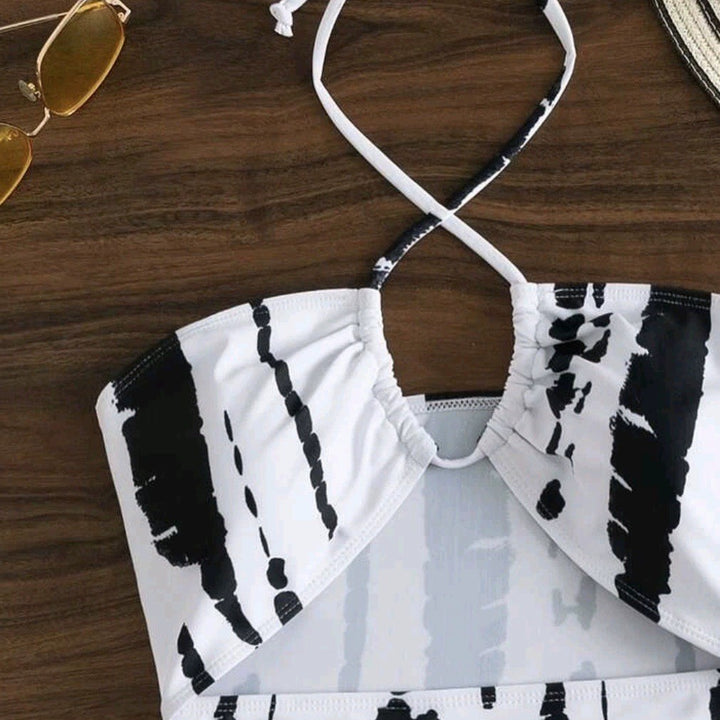 Dame Cut-Out Bandeau En-del med asymmetrisk indpakning Stilla