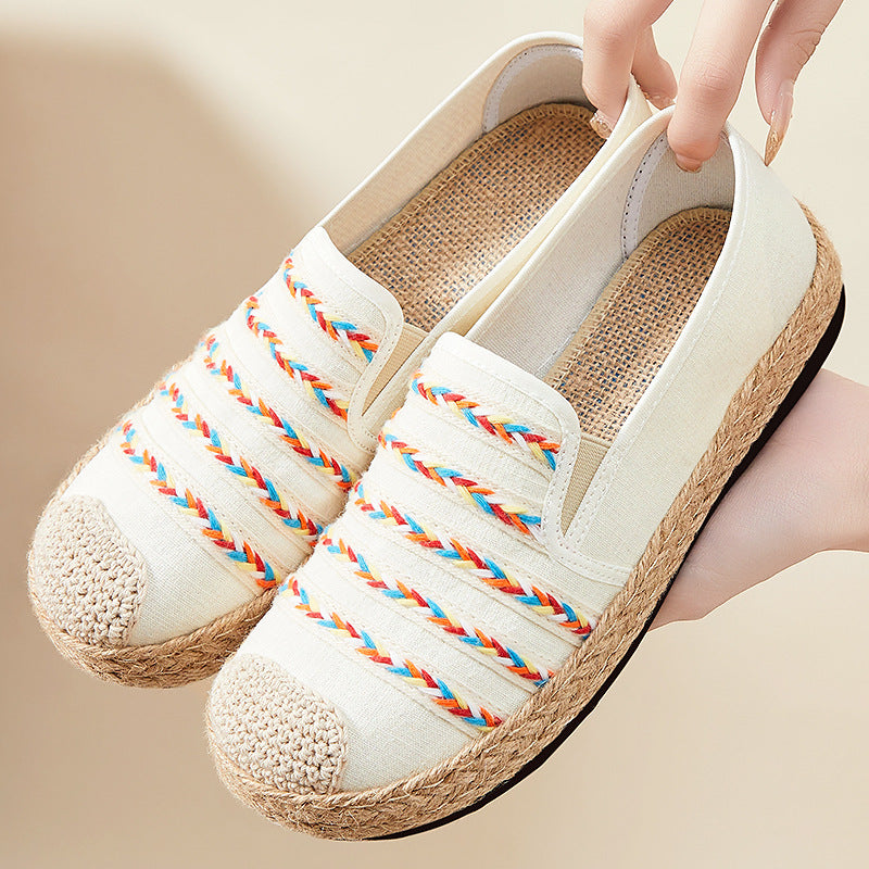 Dame Espadrilles med elastisk indslipning og flettet jute bund Stilla