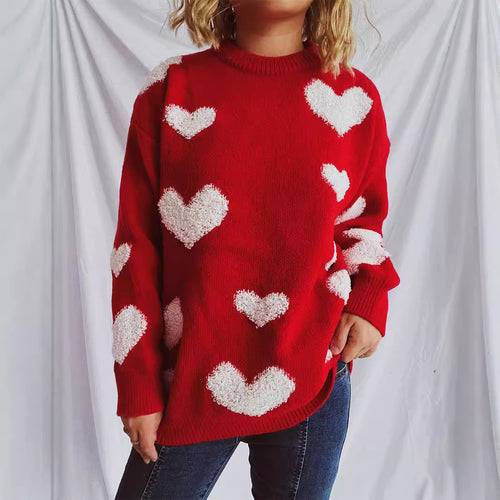 Kvinders strikkede sweater med hjerteformede applikationer Stilla
