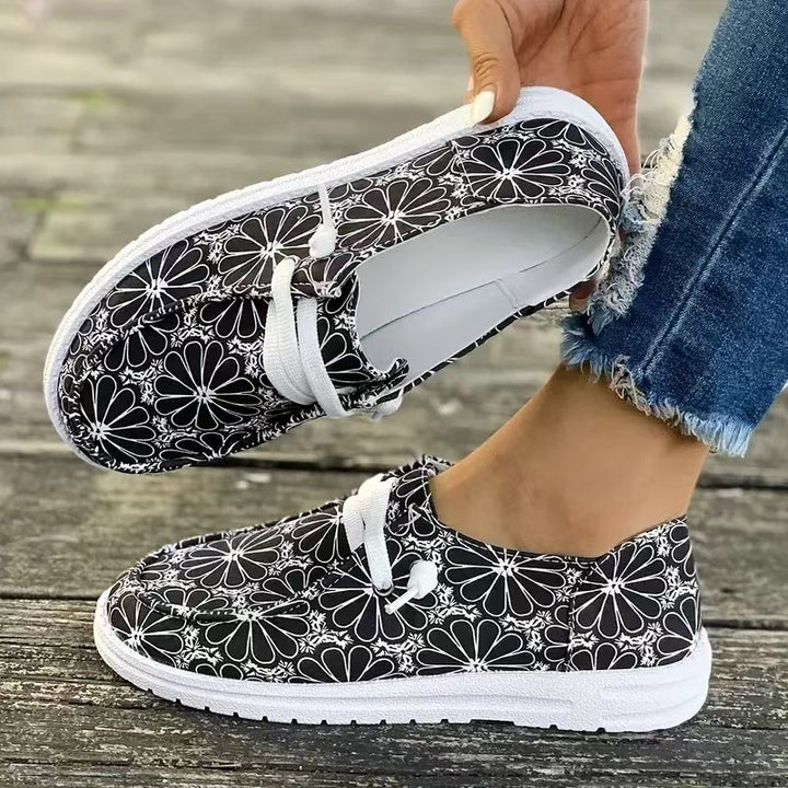 Dame Designer fritidssko med blomstermønster og komfortabel sål Stilla