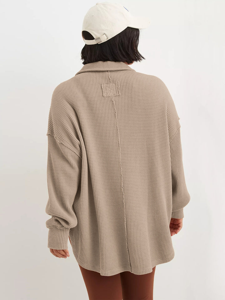 Dame Vaffelstruktur Loungewear Sæt med afslappet pasform og justerbar linning Stilla