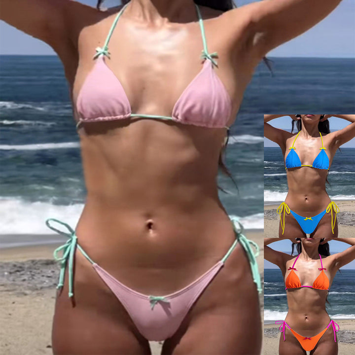 Dame triangel-bikini med justerbare snøringer Skovae